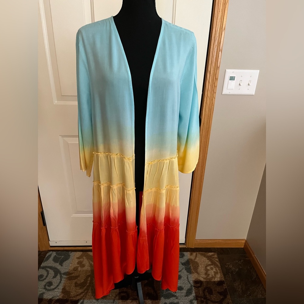 Soft Surroundings Clorosa ombré topper open front cardigan duster kimono. Large